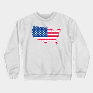 Watercolor American Flag Map Crewneck Sweatshirt